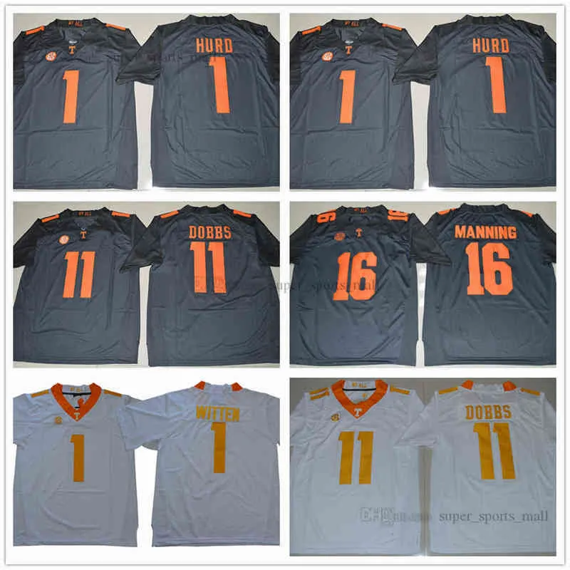 NCAA Tennessee Wolontariusze 16 Peyton Manning Jersey Men Jason Witten 1 Jalen Hurd 11 Joshua Dobbs College Sec Sec Men Jerseys Orange Gra