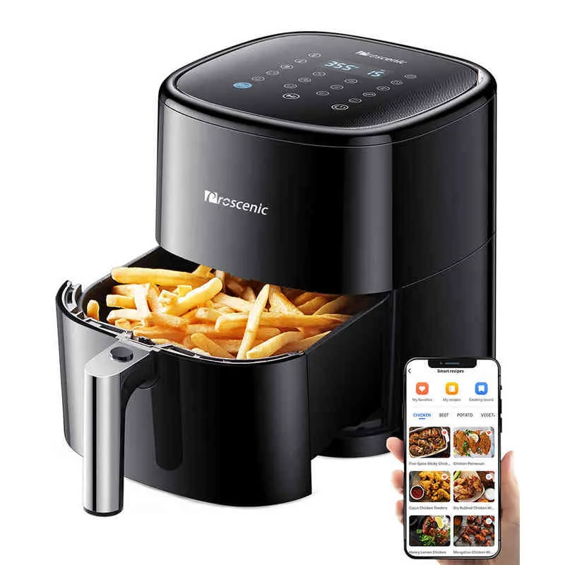 Proscenic T22 Air Fryer 5.3 Qt 13-i-1 Oilless liten ugn med 100 online-recept kompatibla med appen Alexa Shake påminnelse förvärm T220819