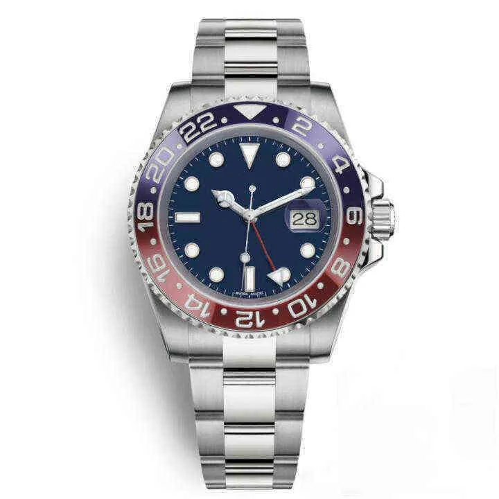 mouvement de luxe montre yachtmaster montres mécaniques Gmt 11 style Hommes Automatique GMT Acier Inoxydable Bleu Rouge Céramique Verre Saphir 40mm M