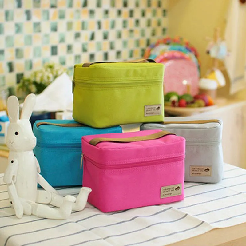 Adults Kids Student Lunch Bag Thermal Insulated Lunch Box Case Food Storage Bag Cooler Mini Handbag Waterproof Picnic Bags Carry Tote DH7611