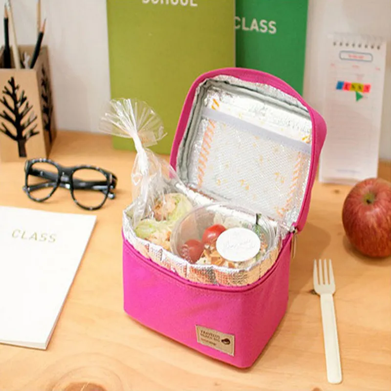 Adults Kids Student Lunch Bag Thermal Insulated Lunch Box Case Food Storage Bag Cooler Mini Handbag Waterproof Picnic Bags Carry Tote DH7611