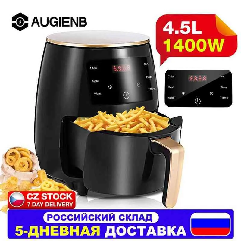 Augienb 4.5L 1400 Вт Air Fryer Oil Free Frieve Fryer Плита Multifunction Smart Touch LCD Deep Friess Fries Fries Fries Fryer T220819