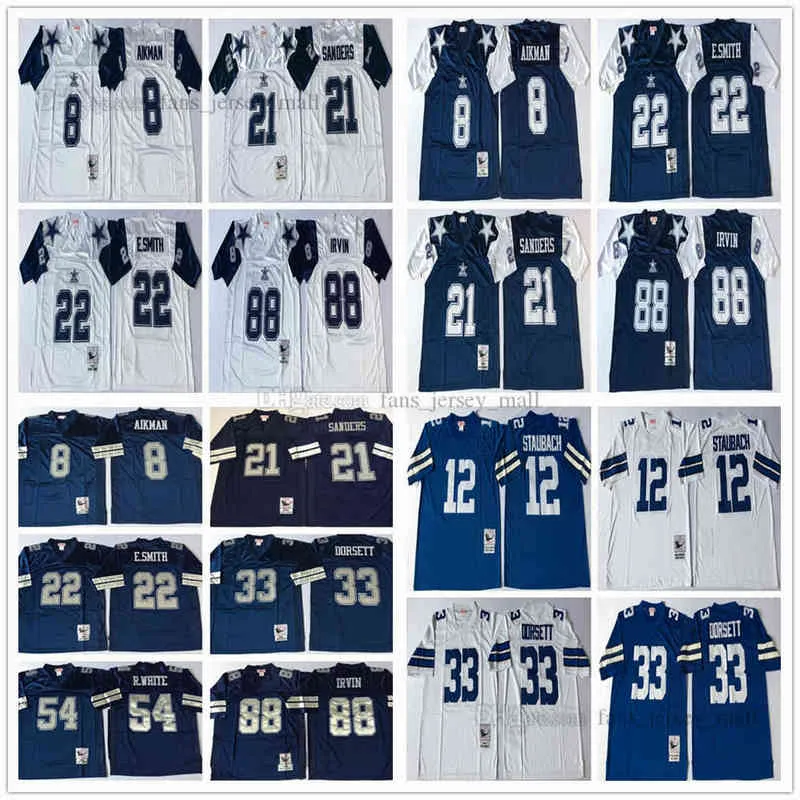 NCAA Vintage Football 21 Deion Sanders Jersey 22 Emmitt Smith 8 Troy Aikman 88 Michael Irvin 33 Tony Dorsett