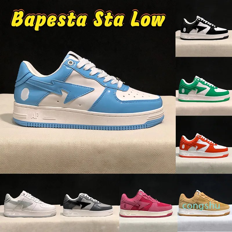 Bapesta sta shaw scarpe scimmie uomini donne donne nigo casual scarpe brevetto in pelle nera blu vernice blu beige