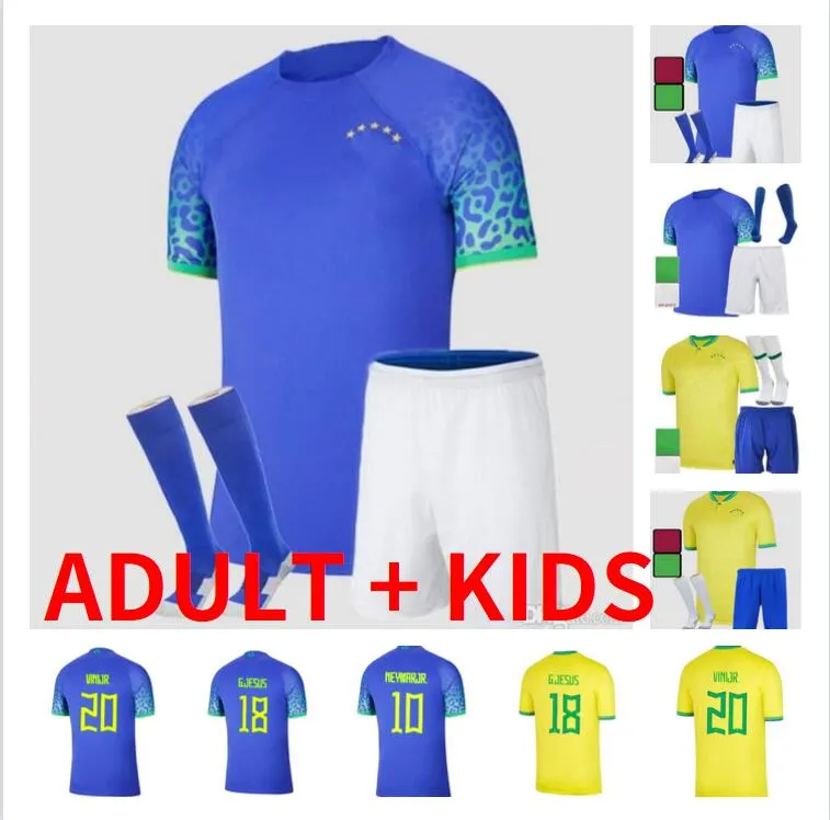 22 23 Brazils Richarlison G.JESUS Soccer Jerseys 2022 2023 COUTINHO FIRMINO Marquinhos VINI JR ANTONY SILVA DANI ALVES Casemiro Brasil Kit Adulte Enfants Maillot de Football