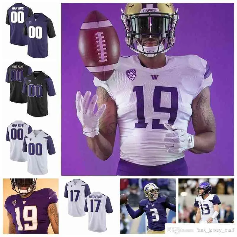 NCAA Washington Huskies College-Football-Trikots, Jacob Eason-Trikot, Salvon Ahmed Taylor, Rapp, Dante Pettis, Myles Gaskin, individuell genähtes Trikot