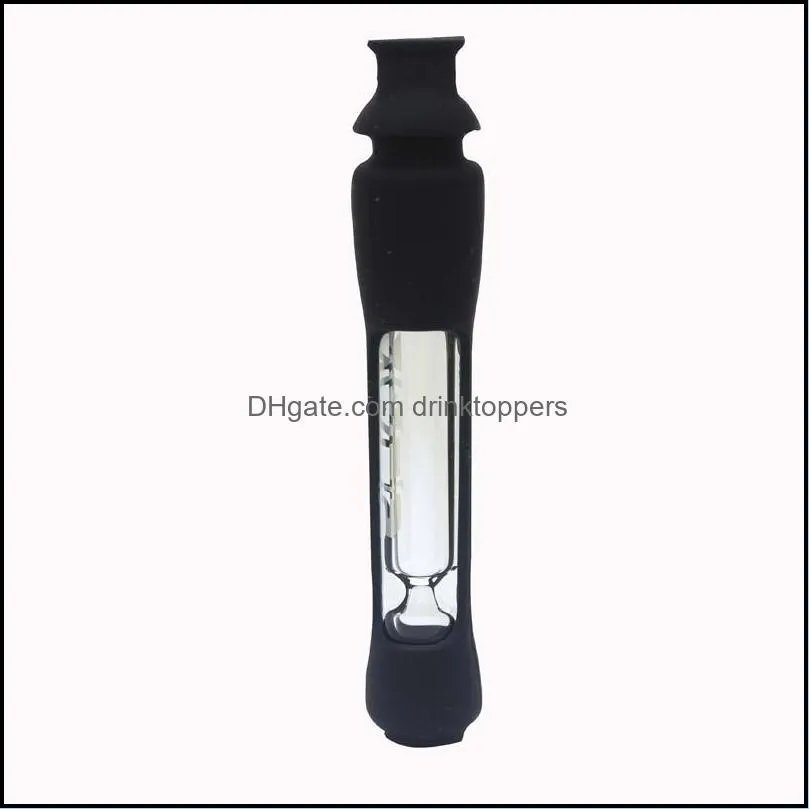 R￶kande r￶r 12mm Sile Sleeved Taster One Hitter R￶kr￶r Inget brott Portabelt och h￥llbart design Glas Drop Delivery Drinkpers Dhgou