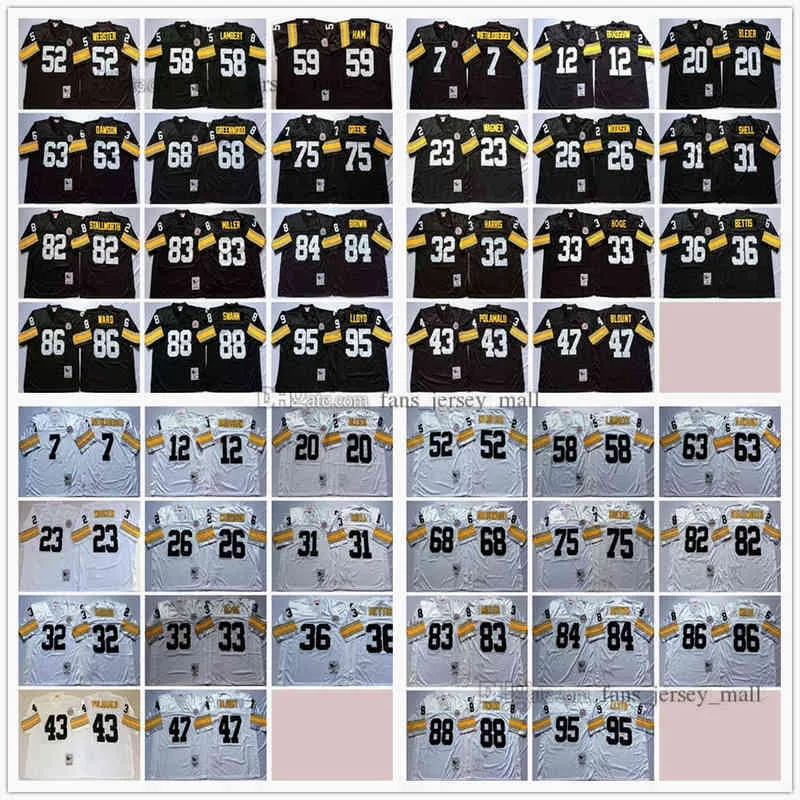 NCAA Man Vintage Football 75 Joe Greene Jerseys 36 Jerome Bettis 68 LC Greenwood 63 Dermontti Dawson 58 Джек Ламберт 59 Джек Хэм 52 Mike Web