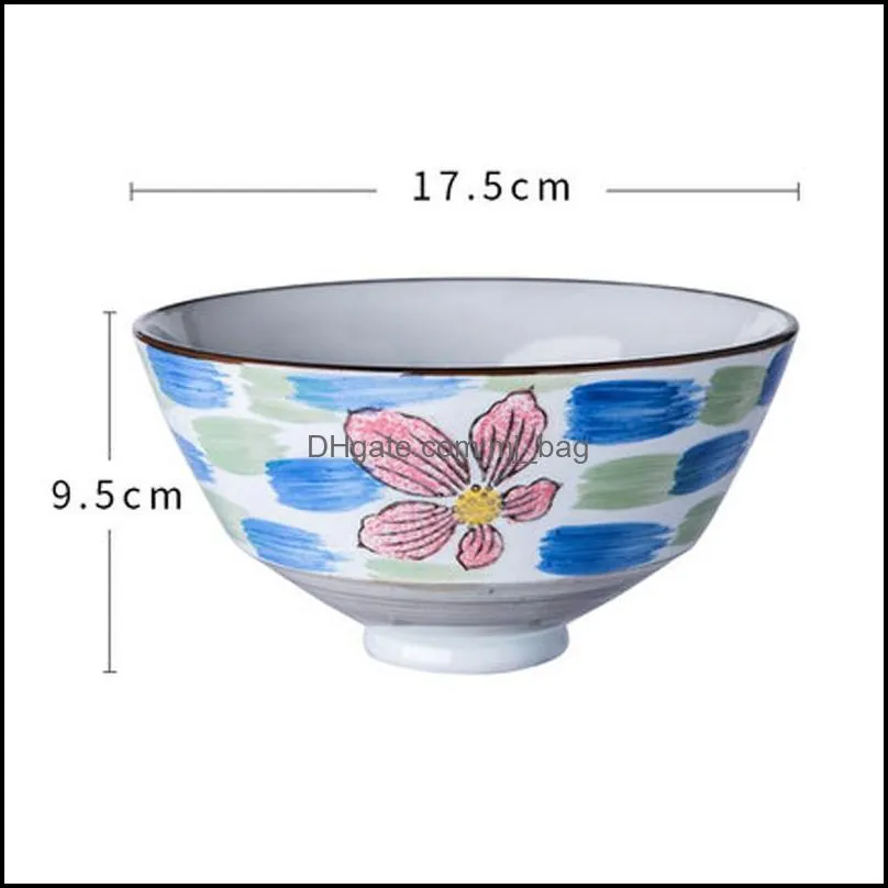 Bowls Japanese Style Ramen Bowl Creative Household High-Legged Dish Hand-Painted Tableware Personalized Ceramic Soup Bow Drop D Mjbag Dhaey