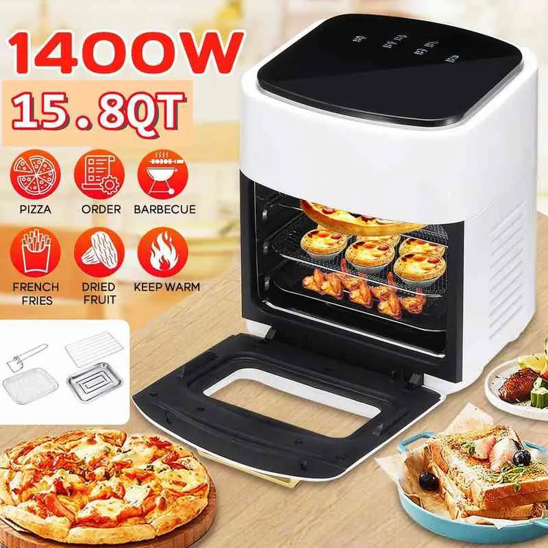 15L Elektrik Hava Fritöz To Master Toaster Rotisserie Dehidrator 1400W LED dokunmatik ekran tavuk kızartma makinesi 6 1 tezgahta fırın T220819