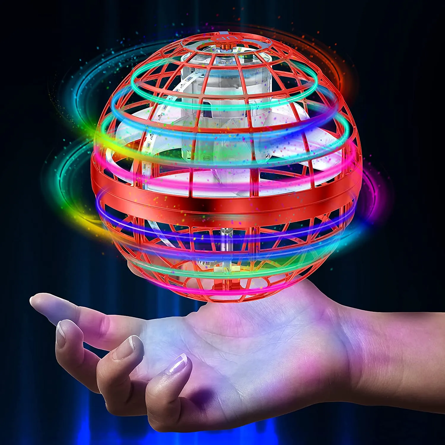 Fly Spinner, Boule Volante Lumineuse, Cadeau Noel Jouet Jouets pour Enfants  à Partir avec Lumière LED, Hover Ball commandé à la Main, Flying Orb Mini  Drone pour Jeux Intérieurs et Extérieurs(Bleu) 