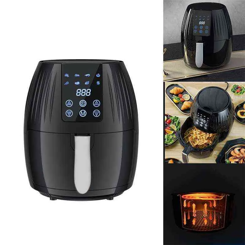 Air Fryer 5.5L Large Air Fryers 8-In-1 Hot Airfryer Cooker Oilless With Digital Touch-Screen Nonstick Basket T220819