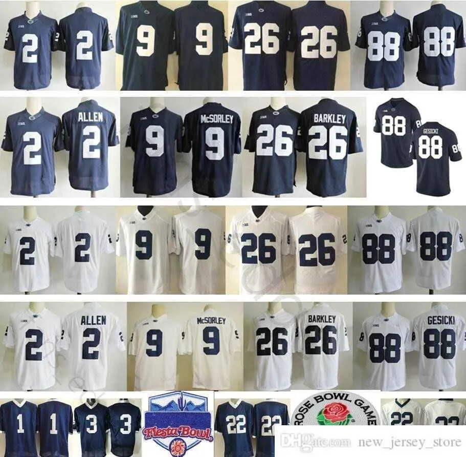 NCAA Penn State Nittany Lions College Wear #26 Saquon Barkley 9 Trace McSorley 88 Mike Gesicki 2 Marcus Allen Paterno Stitched Jerseys