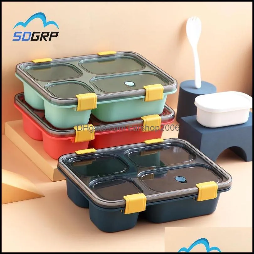 Conjuntos de utensílios de jantar 1300ml/850ml Lunhana de plástico saudável Snap Snap Vake Microwave Bento ADTS RECIMENTO DE ARMAZENAMENTO DE ARMAZENAGEM DO LINCHO CARREBO2006 DHPPY