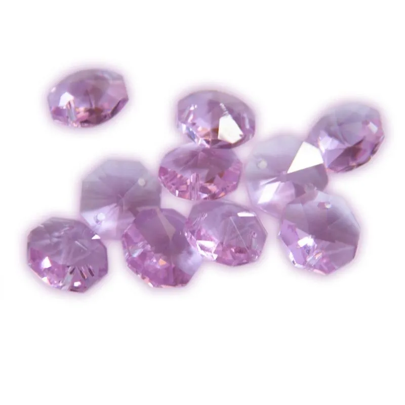 Lustre Cristal Camal 20 pcs Violet 14mm Octogonal Perles Lâches 1 Trou/2 Trous Éclairage Lampe Partie Rideaux De Mariage HomeLustre