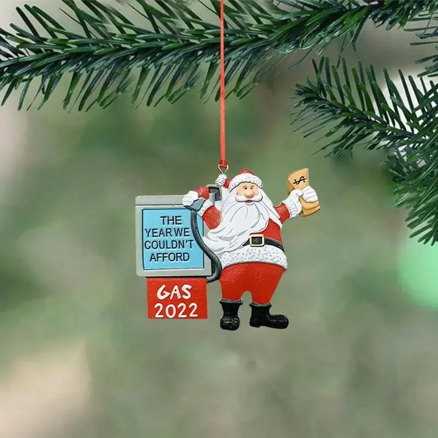 Gas 2022 Santa Claus Christmas Tree Decoration Resin Gasoline Sign Room Decor Ornaments Pendant C0819
