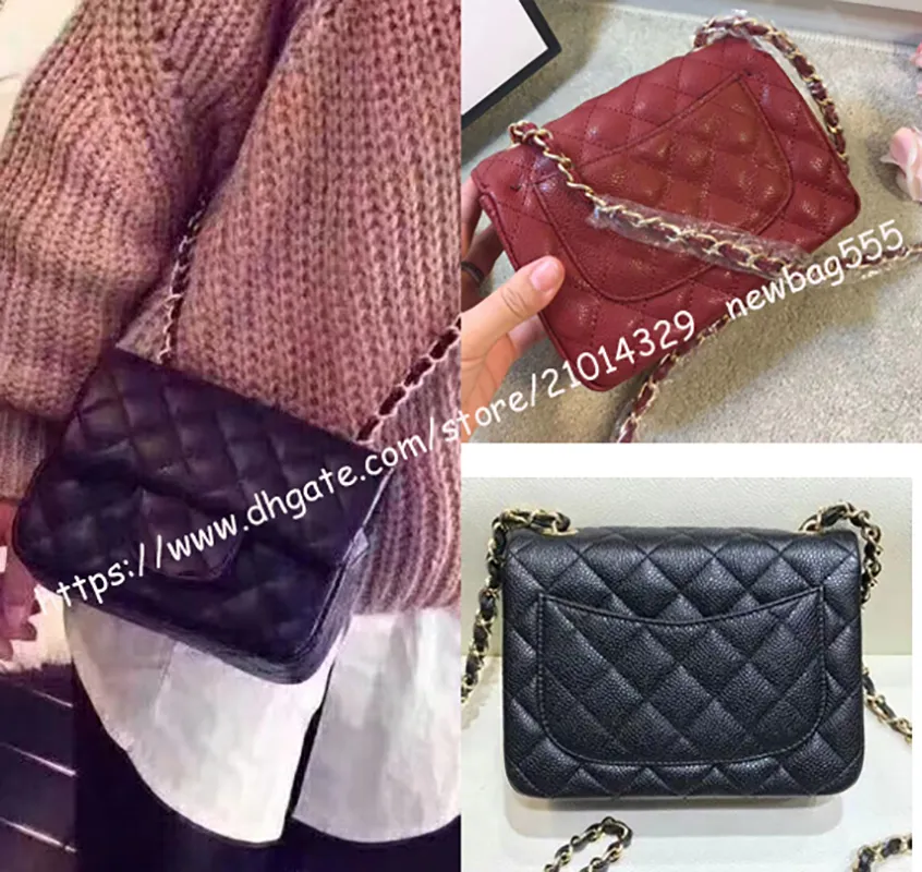 Women 17cm Crossbody Bag Bag Soft Black أصلي من الجلد المصغرة بأكياس الكتف ذات الأدوات الذهبية أو الفضية.