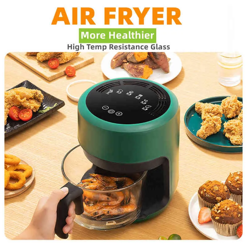 Air Fryer 2.5L Oil Free Deep Fryer With Viewable Window And Touch Screen Electric Hot Air Fryer Machine For Home Kitchen Black T220819 From Wangcai06 78.4 DHgate.Com