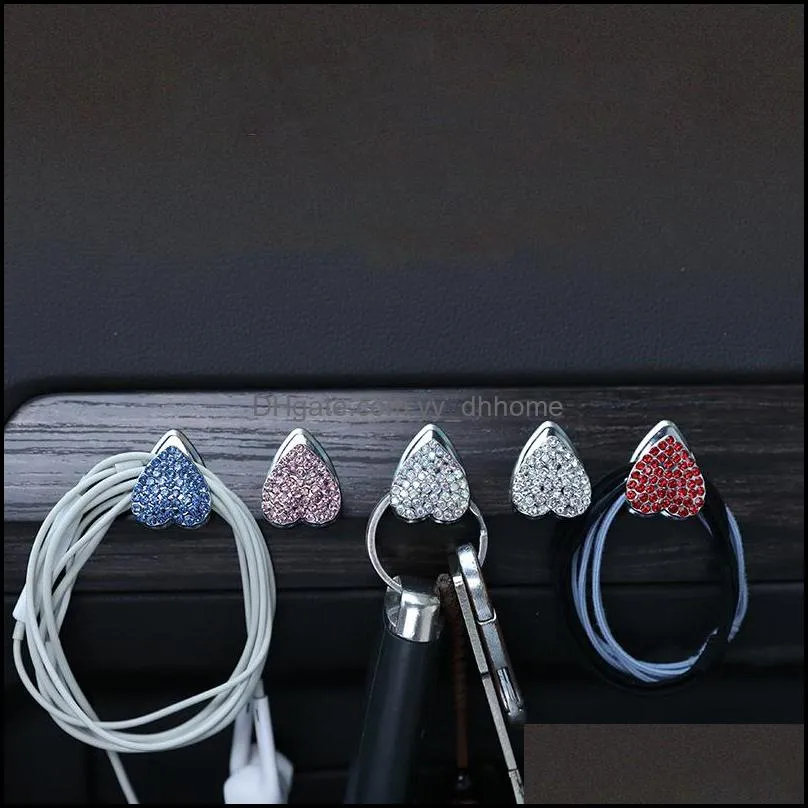Other Home Garden Creative Mini Bling Car Hooks Crystal Rhinestone Mounted For Groceries Bag Wall Decorations Door Hanging Yydhhome Dhla8