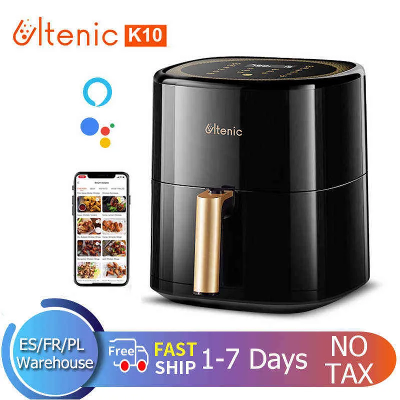 Ultenic K10 Air Fryer بدون تطبيق زيت والتحكم الصوتي 5L الكهربائي في المقلاة العميقة OVEN OILLESS APLICENT APTILINGENT T220819