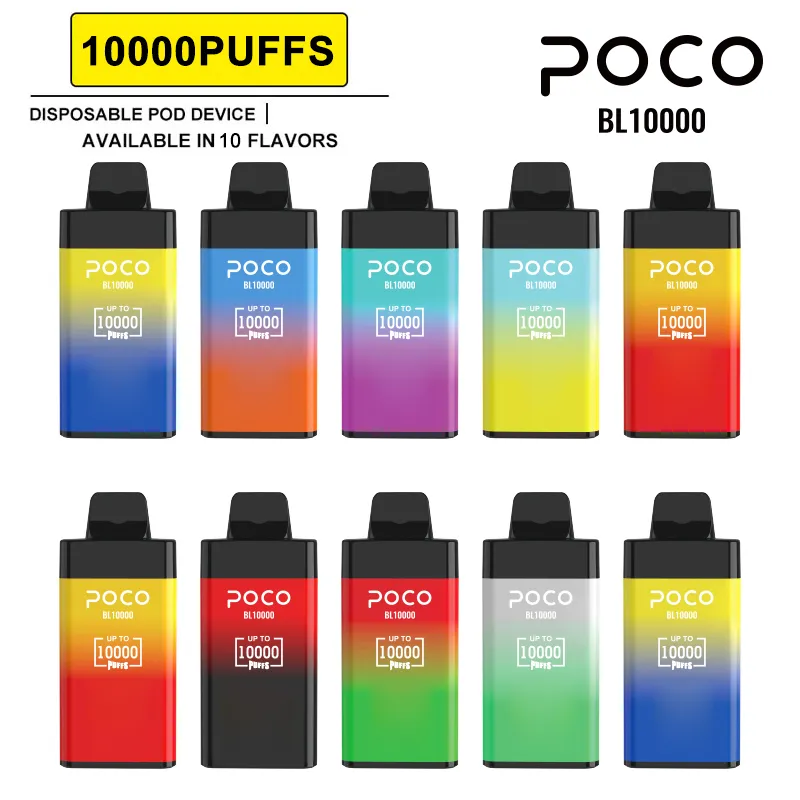 Orijinal 10000 puf Elektronik Sigara Poco BL10000 Tek Vape Kalem Şarj Edilebilir Hava Akımı Ayarlanabilir 20 ML 10 Renk Cihaz Yeni Buhar kalem