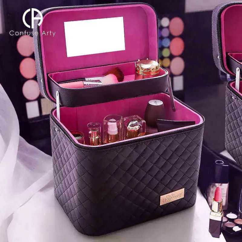 Frauen Wasserdichte Kosmetiktasche Schmuck Aufbewahrungsbox Reise Beauty Kits Koffer Tragbare Make-Up Fall 220820