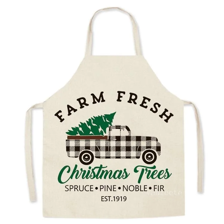 Christmas Apron linen home kitchen sleeveless smock parent-child party decorative apron T2I52806