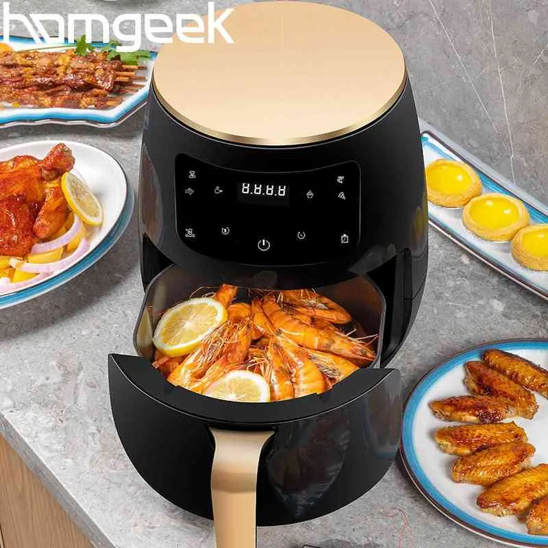  5L Electric Air Fryer Oven Large Capacity Smart Automatic  Household LED Touchscreen Deep Fryer Cooker Without Oil (Color :  Mechanical, Size : EU) : Home & Kitchen