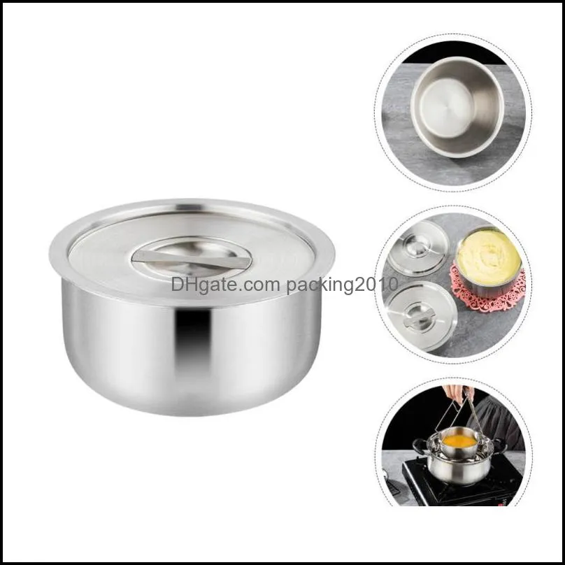 Tigelas 1pc tigela de aço inoxidável com tampa de cozinha de bolo de ovo cozido no vapor Entrega 2021 Home Garden Kitchen Dining B embalagem2010 dhhyu