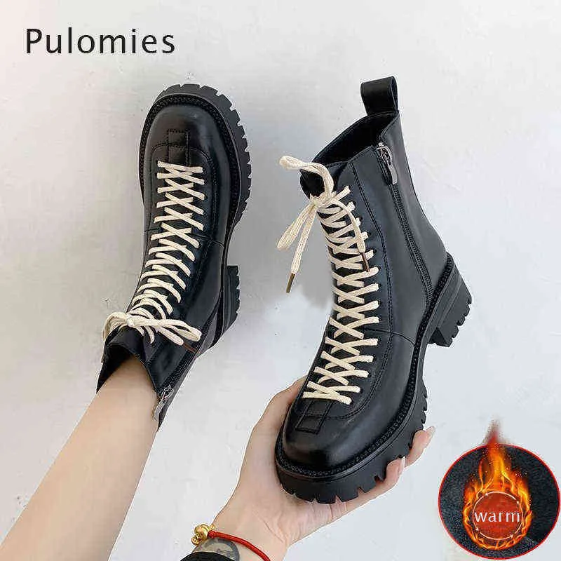 Boot Women Boots Leather Black Coledcle Motorcle Temple Spring Autumn Winter Winter Shoes Woman Punk Martin 1203