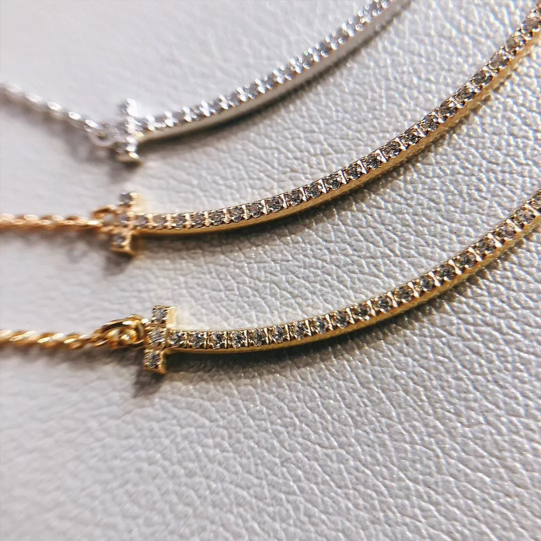 Designer necklace smile Pendant necklaces for women fashion Jewelry designers gold Rose Platinum link chains diamonds Anniversary 306R