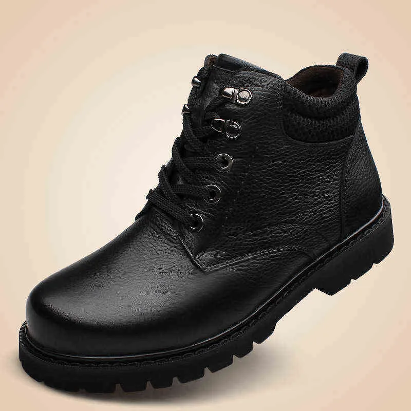 Boot Boot Boot Fashion Men Plu Velvet Genuine Leather Quality Snow Winter Autumn Autumn Lakle Big Size38 48 220805