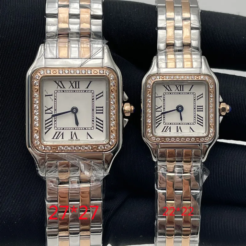 여성 시계 다이얼 골드/실버 스테인레스 스틸 쿼츠 레이디 시계 다이아몬드 우아한 손목 시계 montre de luxe 선물