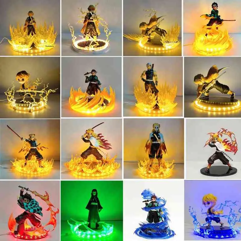 Demon Slayer Anime Figure DIY Set Tanjirou Zenitsu Rengoku Kyoujurou Toy Model Action Figural Kimetsu no Yaiba Rengoku Xmas Gift