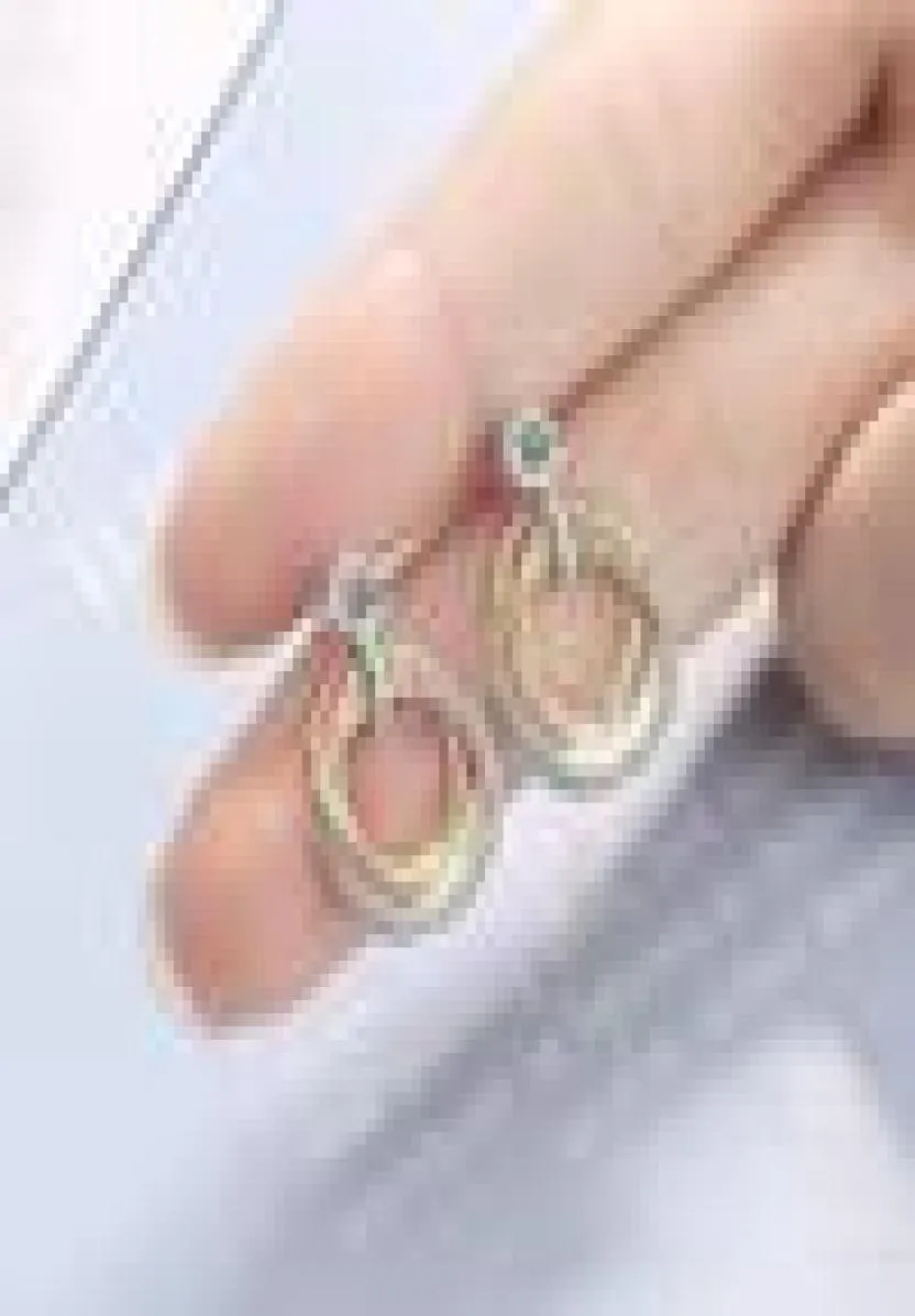 Двойное кольцо круглое золото кубические серьги циркония для женщин 2019 г.