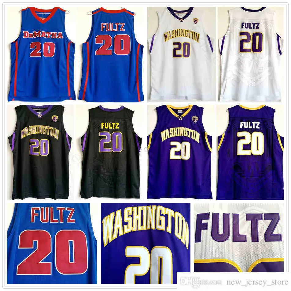 NCAA Huskies College #20 Markelle Jersey Purple Black White DeMatha High School Markelle Blue Basketball Jerseys