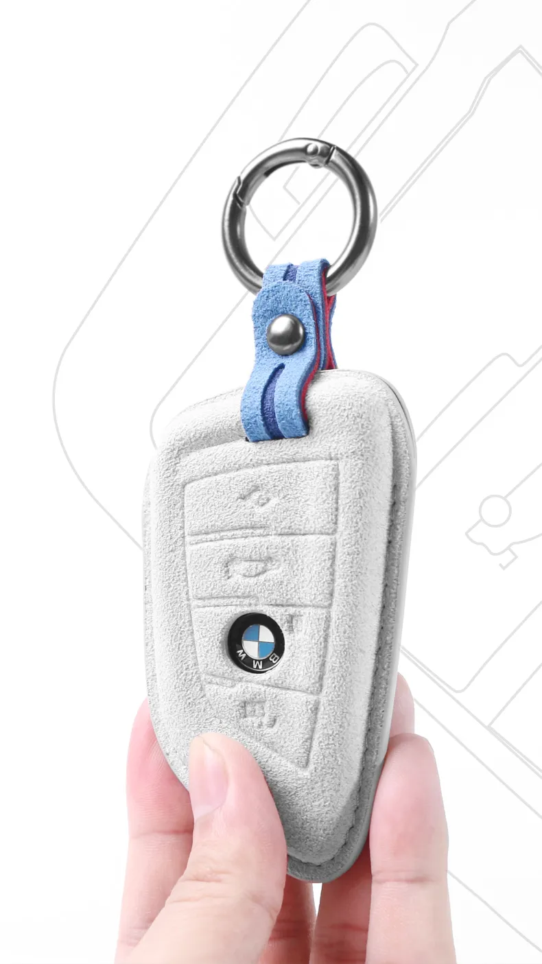 BMW Alcantara Key Navigator Fob Case Cover With Chains X1 X7 Models Car ...