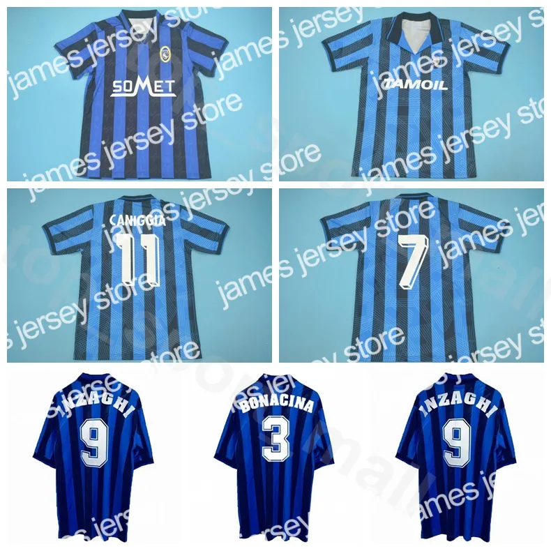 24 1991 1993 1996 1997 Atalanta Retro Jersey Soccer 3 Bonacina 11 Caniggia 9 Inzaghi 15 Sgro Inzaghi Fortunato Stromberg 축구 셔츠 키트