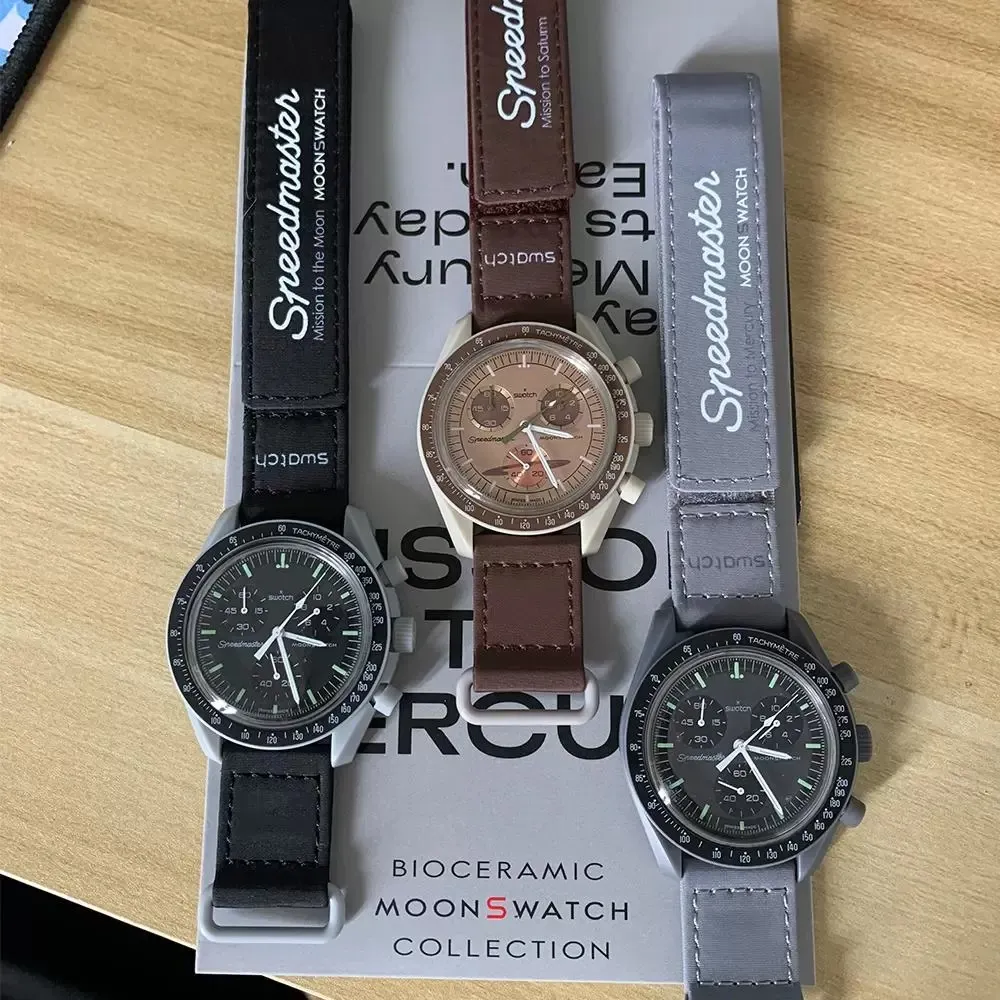 Watchmen Moonswatch Men Watches 5a High Quality Quartz Movement Chronograph Wristwatch Designer Titta på alla Dial Work Womenwatch Montre Luxe ATBV