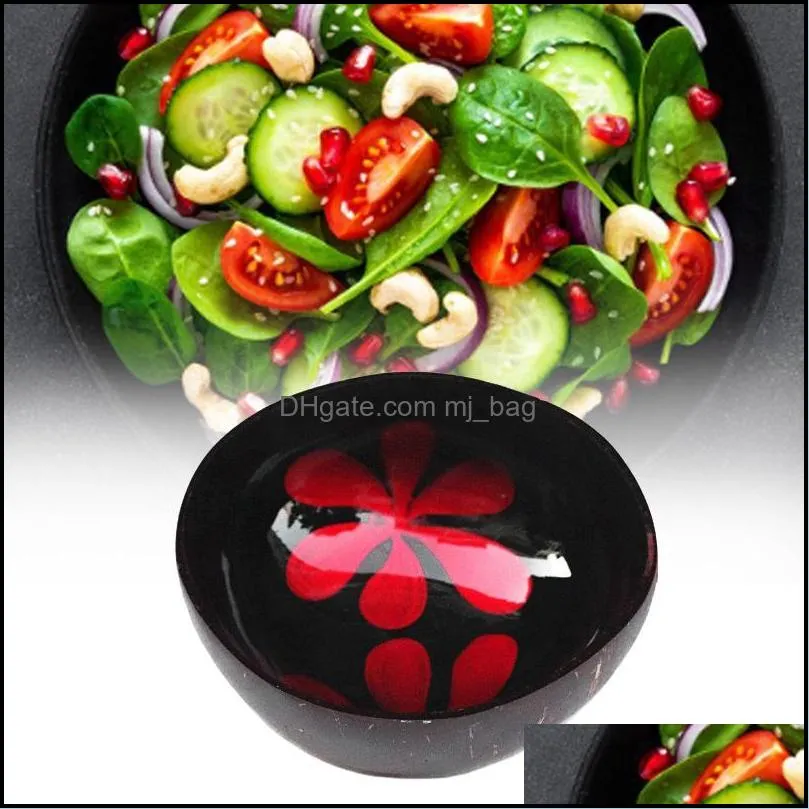 Bols 13-15 cm coque de noix de coco rangement bol salade m￩lange de soupe nouilles riz contenant des bonbons