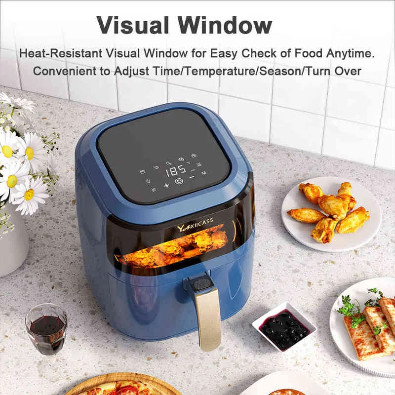  Freidoras de aire de 8 litros con menús preestablecidos,  freidoras eléctricas de aire caliente, pantalla táctil LCD, horno freidora  de aire para comidas rápidas y fáciles, ajuste de hora y temperatura