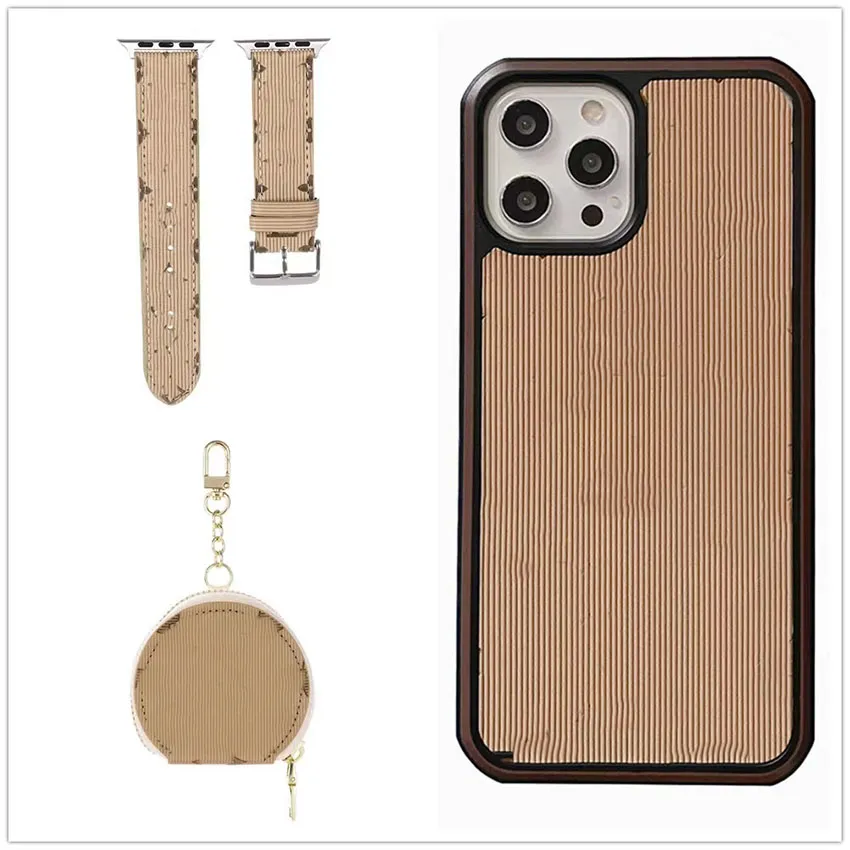 Fashion Designer Leather phone Cases Airpods Case watchband Luxury Iphone 13 12 11 Pro Max Airpod Pro 3 2 1 apple watch band 1 2 3 4 5 6 7 Package.