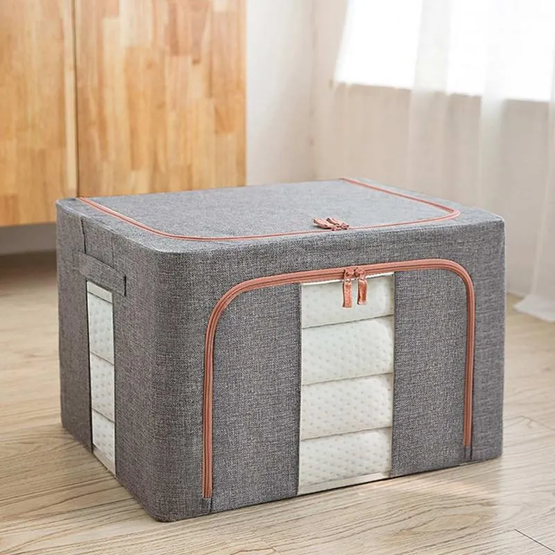 Storage Bags Large Capacity Clothes Bag Organizer With Handle Thick Fabric Blankets Bedding Foldable Zipper Clear WindowStorage