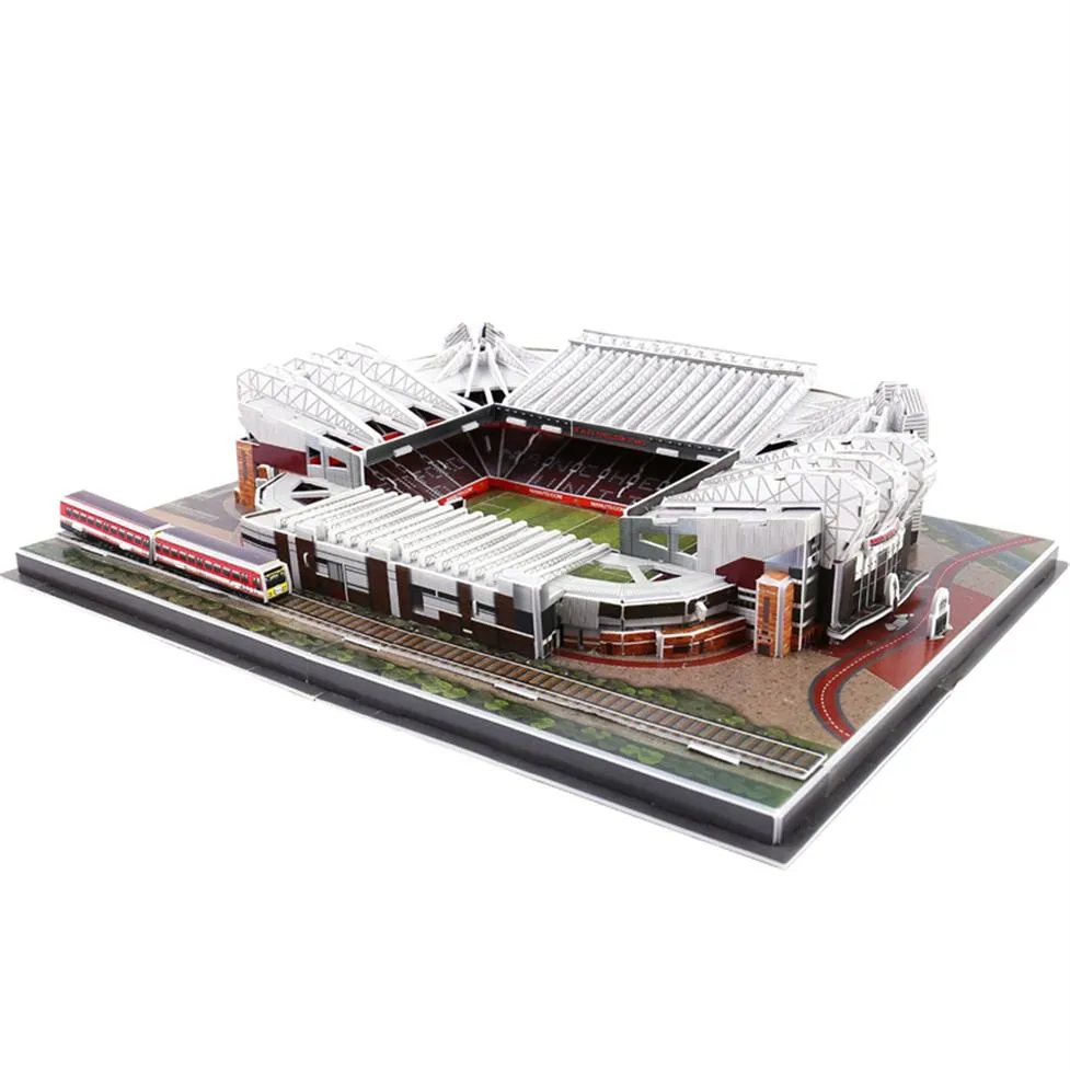 ألغاز DIY The Red Devils Old Trafford Architecture Football Stadiums Brick Toys Model