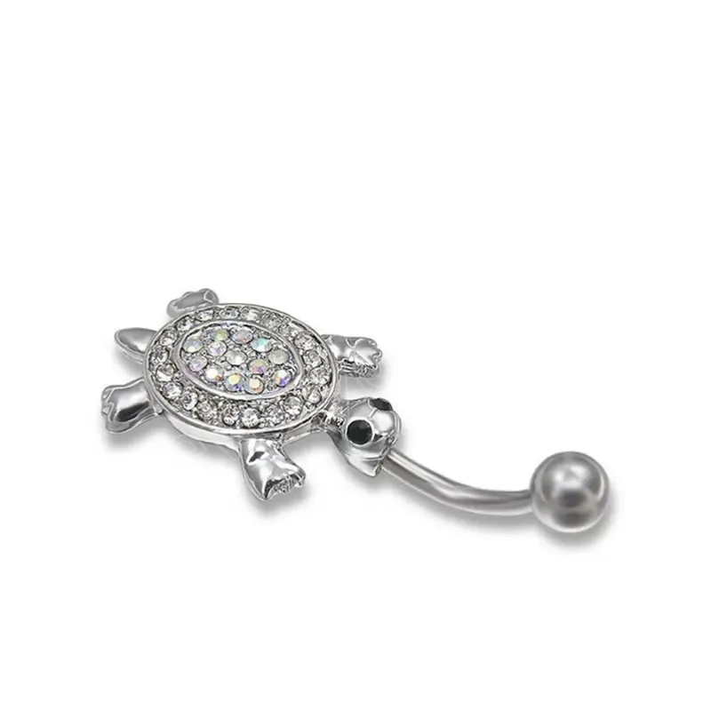 Turtle Navel nagel s￶t kropp Piercing Crystal Dangle Belly Button Ring Bar Body Jewelry