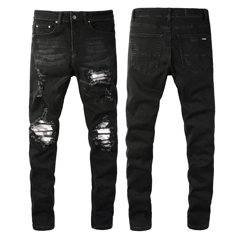 Mens Jeans Designer Skinny Distress Strappato Distrutto Stretch Biker Denim bianco Nero Blu Slim Fit Pantaloni Hip Hop Per Uomo taglia 28-40 Alta qualità