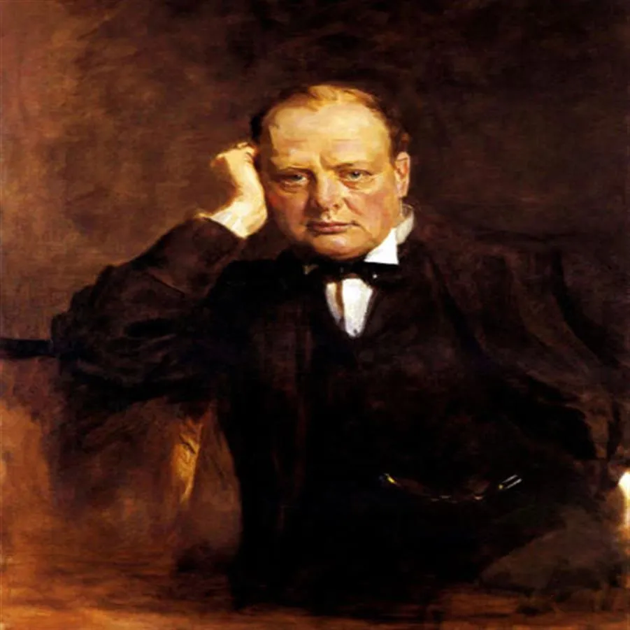 Guthrie James Sir Winston Churchill Genuino Pure Pure dipinte Portrait Art Painting Canvas Multi Size Disponibile Shi228Z
