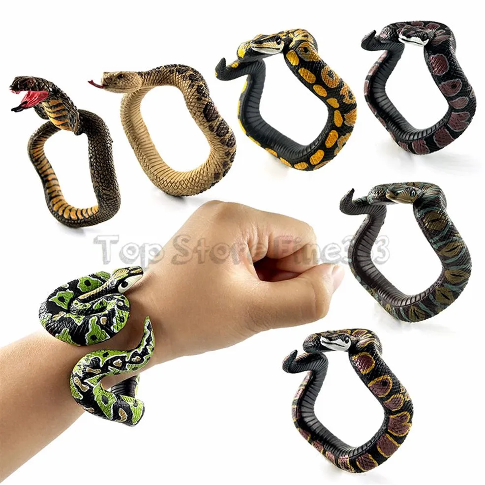 Gefälschte Schlangen Neuheit Toys Simulation Schlangenharz Armband Scary Rattlesnake Cobra Horror lustige Geburtstagsfeier Spielzeugscherz Streich Geschenke215w