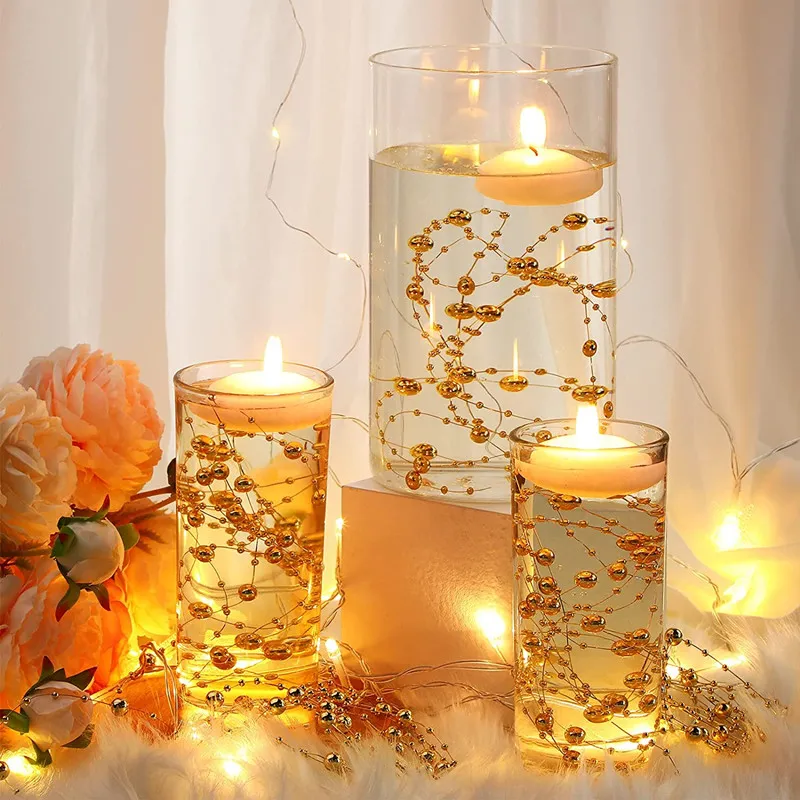 60M/Lot Party Decoration DIY Pearl String For Flotating Candle Wedding Table Centerpieces Christmas Baby Shower Supplies