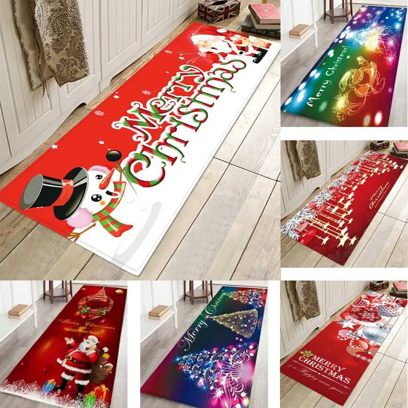 Carpets Christmas Carpet Santa Claus Bedroom Doormat Non-Slip Living Room Floor Rug Navidad Xmas Gift Year 2022 Home DecorationCarpets
